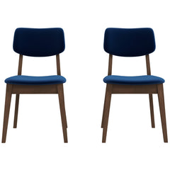 Mid-Century Modern Velvet Solid Back Side Chair (Set of 2)