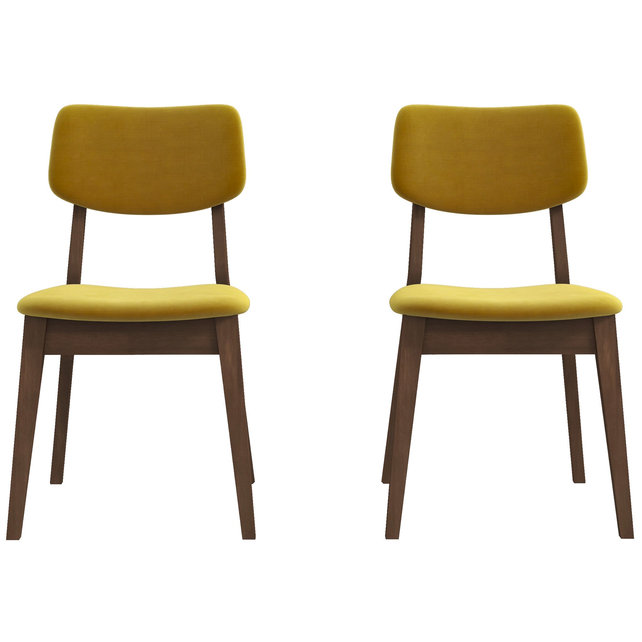 Mid-Century Modern Velvet Solid Back Side Chair (Set of 2)