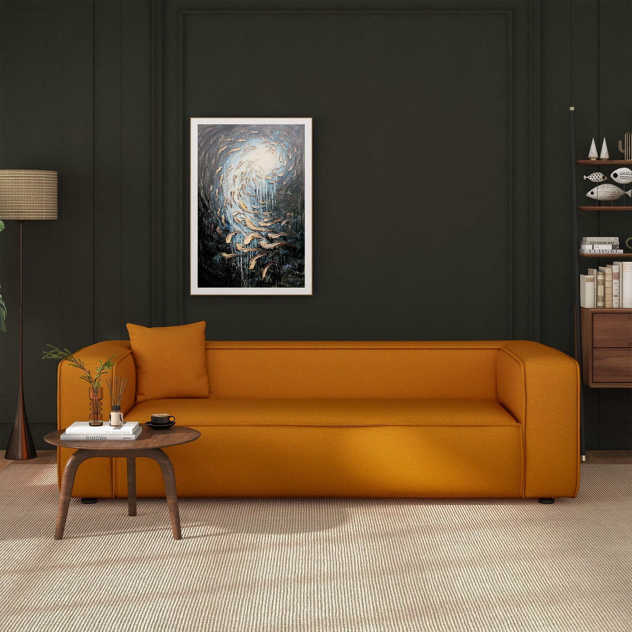 Marshall Modern Dark Yellow Boucle Sofa