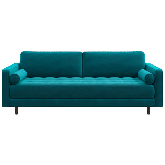 Anthony Mid-Century Modern  Teal Velvet Sofa