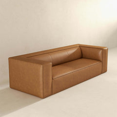 Colton Mid-Century Modern Tan Leather Sofa