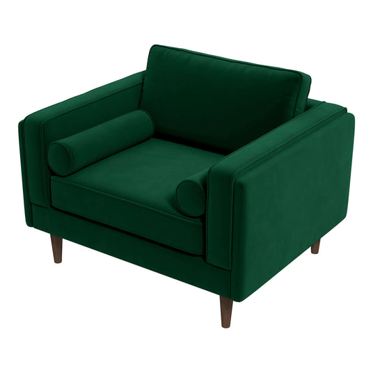 Amber Dark Green Velvet Lounge Chair