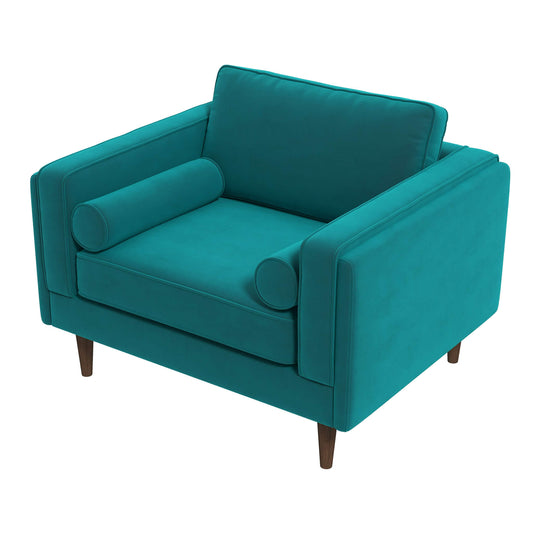 Amber Teal Velvet Lounge Chair