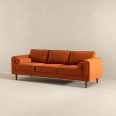 Amber Mid Century Modern Burnt Orange Luxury Modern Velvet Sofa