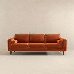 Amber Mid Century Modern Burnt Orange Luxury Modern Velvet Sofa