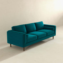 Amber Mid Century Modern Teal Luxury Modern Velvet Sofa