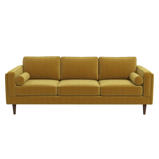 Amber Mid Century Modern Yellow  Luxury Modern Velvet Sofa