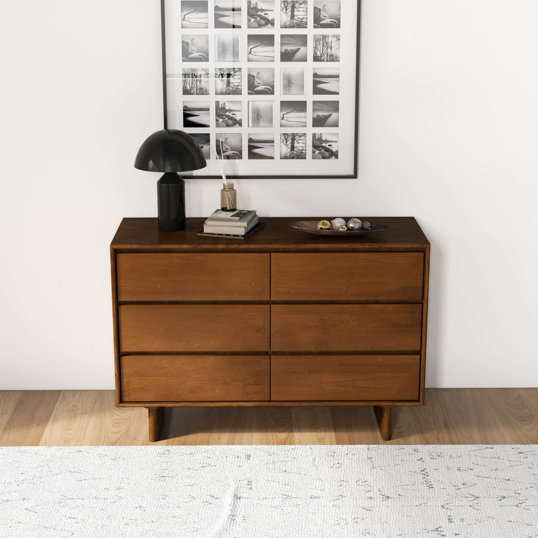 Dubrovnik Mid Century Modern Walnut Dresser With 6 Drawers