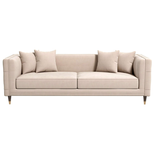 Edward Mid Century Modern Light Cream Velvet Sofa