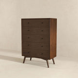 Caroline Mid Century Modern Solid Wood Dresser 5-Drawer