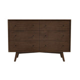 Mid Century Modern Walnut Dresser 6 Drawer