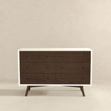 Mid Century Modern White Dresser 6 Drawer