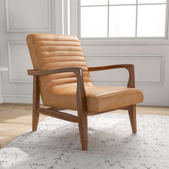 Micah Genuine Tan Leather Accent Chair