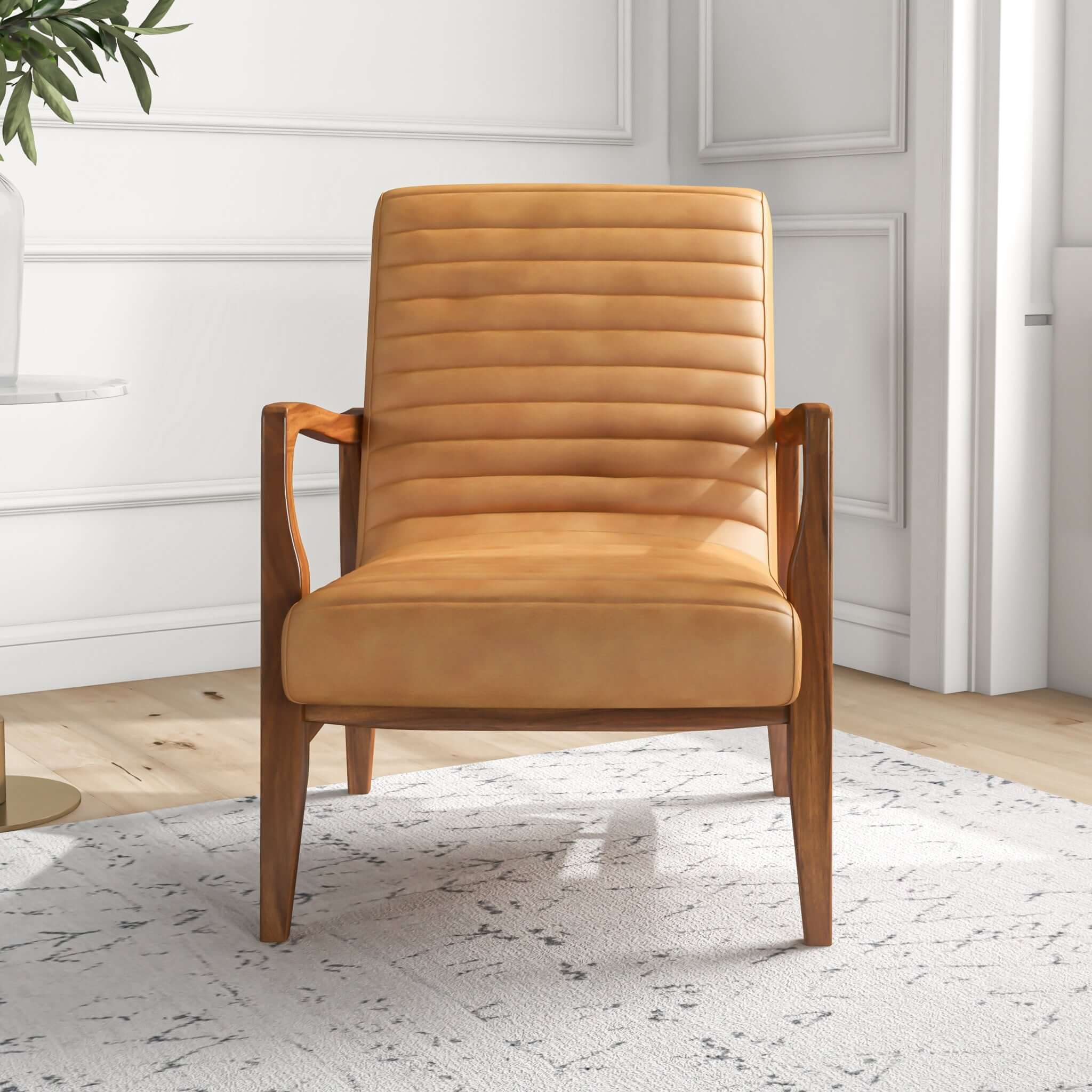 Micah Genuine Tan Leather Accent Chair