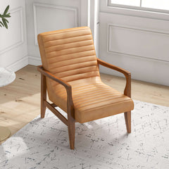 Micah Genuine Tan Leather Accent Chair