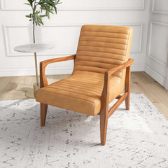 Micah Genuine Tan Leather Accent Chair