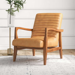 Micah Genuine Tan Leather Accent Chair