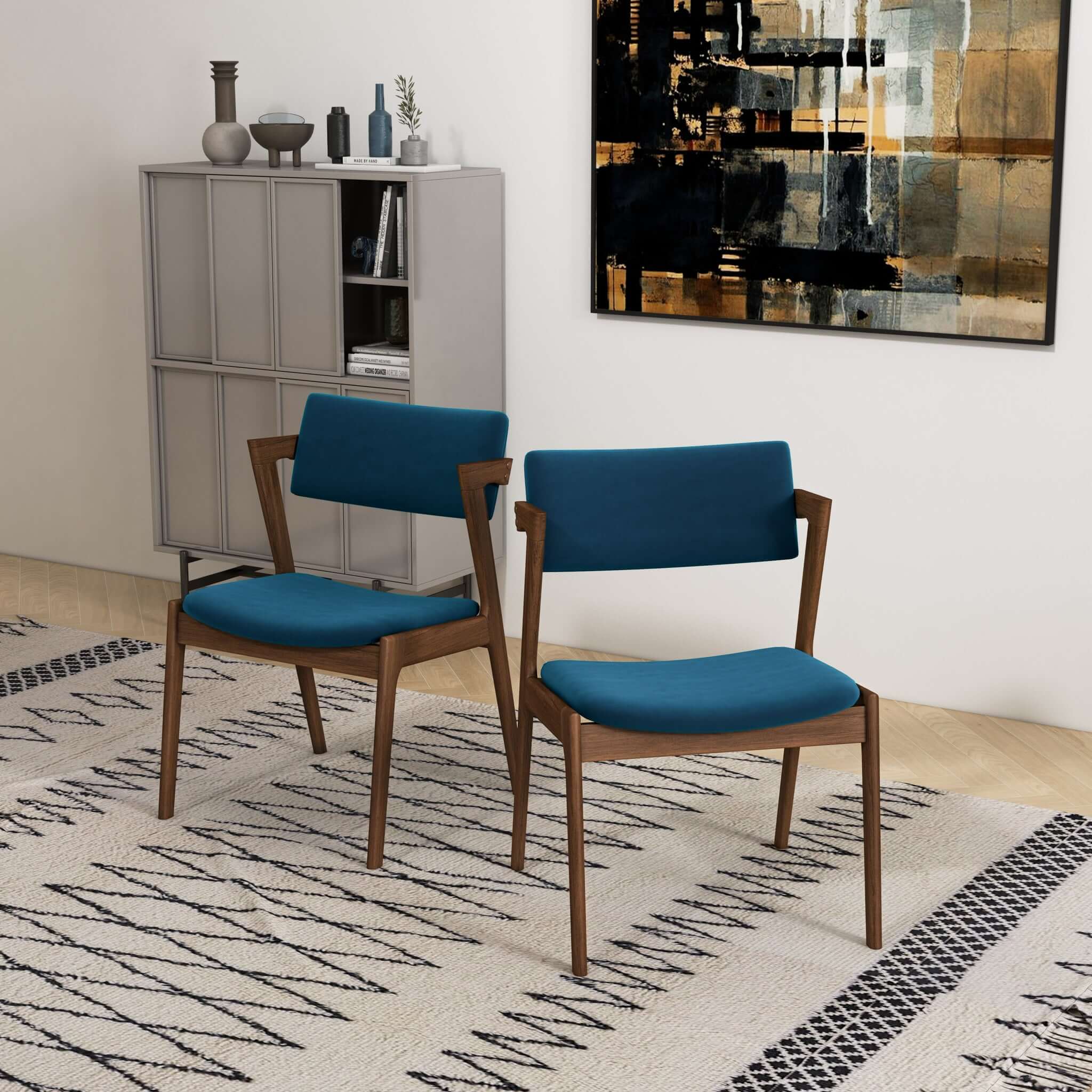 Edwin Mid Centruy Modern  Dining Chair Set of 2