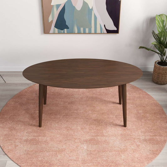 Ada Mid Century Modern Style Solid Wood Walnut Oval Dining Table