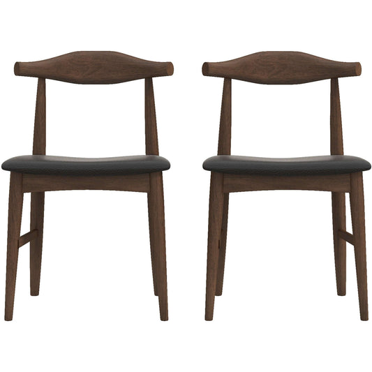 Destiny Mid-Century Modern Black PU Dining Chairs (Set Of 2)