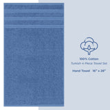 4 Piece 100% Cotton Turkish Towels, Hand Towel Set, Soft, Absorbent, Quick Dry - 28 Set Case Pack