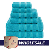 6 Piece 100% Cotton Turkish Bulk Bath Towels - Wholesale Premium Towel Sets - 10 Set Case Pack