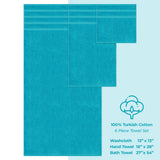 6 Piece 100% Cotton Turkish Bulk Bath Towels - Wholesale Premium Towel Sets - 10 Set Case Pack