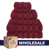 6 Piece 100% Cotton Turkish Bulk Bath Towels - Wholesale Premium Towel Sets - 10 Set Case Pack