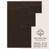 6 Piece 100% Cotton Turkish Bulk Bath Towels - Wholesale Premium Towel Sets - 10 Set Case Pack
