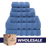6 Piece 100% Cotton Turkish Bulk Bath Towels - Wholesale Premium Towel Sets - 10 Set Case Pack