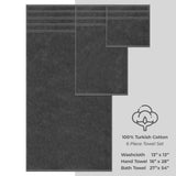 6 Piece 100% Cotton Turkish Bulk Bath Towels - Wholesale Premium Towel Sets - 10 Set Case Pack