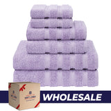 6 Piece 100% Cotton Turkish Bulk Bath Towels - Wholesale Premium Towel Sets - 10 Set Case Pack