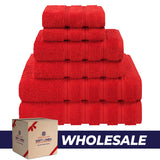 6 Piece 100% Cotton Turkish Bulk Bath Towels - Wholesale Premium Towel Sets - 10 Set Case Pack