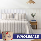 Wholesale 100% Washed Cotton Percale Duvet Cover Set – 200TC Yarn-Dyed Striped Hotel Bedding Set