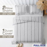 Wholesale 100% Washed Cotton Percale Duvet Cover Set – 200TC Yarn-Dyed Striped Hotel Bedding Set