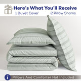 Wholesale 100% Washed Cotton Percale Duvet Cover Set – 200TC Yarn-Dyed Striped Hotel Bedding Set