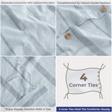 Wholesale 100% Washed Cotton Percale Duvet Cover Set – 200TC Yarn-Dyed Striped Hotel Bedding Set