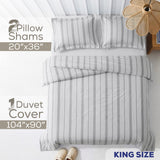 Wholesale 100% Washed Cotton Percale Duvet Cover Set – 200TC Yarn-Dyed Striped Hotel Bedding Set