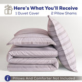 Wholesale 100% Washed Cotton Percale Duvet Cover Set – 200TC Yarn-Dyed Striped Hotel Bedding Set