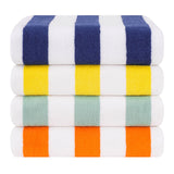 American Soft Linen, Premium Cotton 4 Pack Beach Towels, Cabana Striped - Mix Color - 8 Set Case Pack