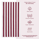 Cabana Striped Oversized Premium Cotton Beach Towel 30x60" - 32 Set Case Pack