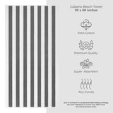 Cabana Striped Oversized Premium Cotton Beach Towel 30x60" - 32 Set Case Pack