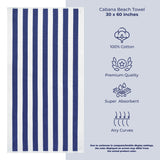 Cabana Striped Oversized Premium Cotton Beach Towel 30x60" - 32 Set Case Pack
