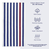 Cabana Striped Oversized Premium Cotton Beach Towel 30x60" - 32 Set Case Pack