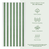 Cabana Striped Oversized Premium Cotton Beach Towel 30x60" - 32 Set Case Pack