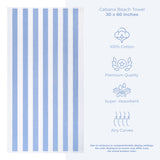 Cabana Striped Oversized Premium Cotton Beach Towel 30x60" - 32 Set Case Pack