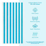 Cabana Striped Oversized Premium Cotton Beach Towel 30x60" - 32 Set Case Pack