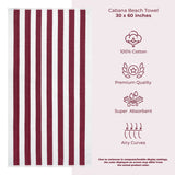 Cabana Striped Premium Beach Towels, Premium Cotton, 30x60 Inches, Soft, Absorbent, Sand Free Swim Towels