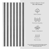 Cabana Striped Premium Beach Towels, Premium Cotton, 30x60 Inches, Soft, Absorbent, Sand Free Swim Towels