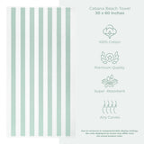 Cabana Striped Premium Beach Towels, Premium Cotton, 30x60 Inches, Soft, Absorbent, Sand Free Swim Towels
